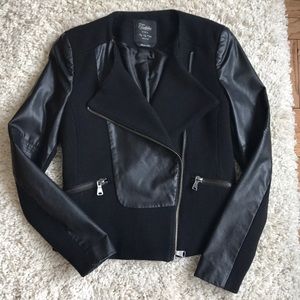 Zara Leather Detail Moto Jacket